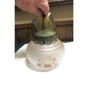VINTAGE WALL MOUNT GLASS & BRASS MCM LIGHT FIXTURE